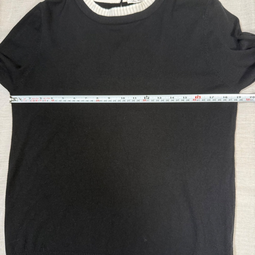 Vila Milana L Black Wool Blend Sweater Pleated Ruff Collar Cuffs‎ NWOT Wednesday - Picture 8 of 11